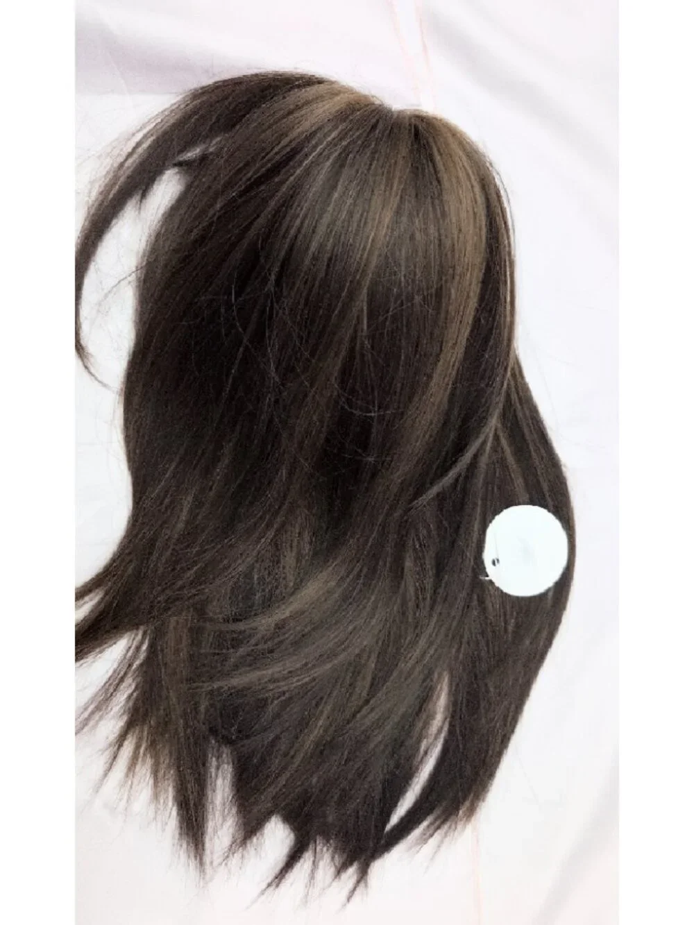 Brown Wig Straight Bangs Synthetic Hair Feathered Cut 16 INCHES NWT Cosplay